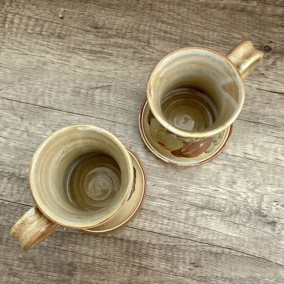 2 Vintage La Poterie Mugs Provence France Art Pottery Gassin Fruit - Picture 6 of 11